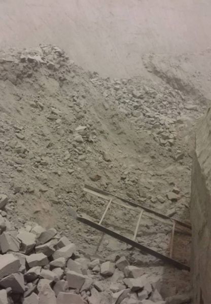 水泥庫清庫，清理鋼板倉